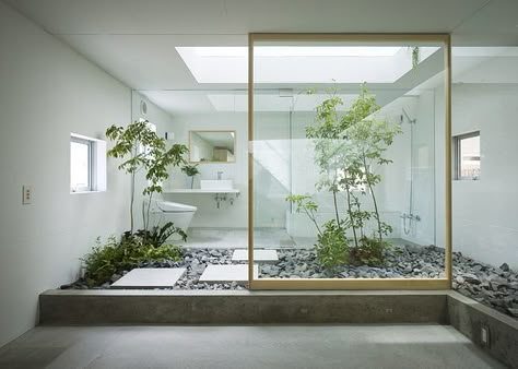 Indoor Trees House in Nagoya | Flickr - Photo Sharing! Japanese Bathroom Design, Indoor Garden Rooms, Design Interior Modern, Japanese House Design, Japanese Bathroom, Indoor Courtyard, Houses In Japan, Japanese Bath, Zen Bathroom