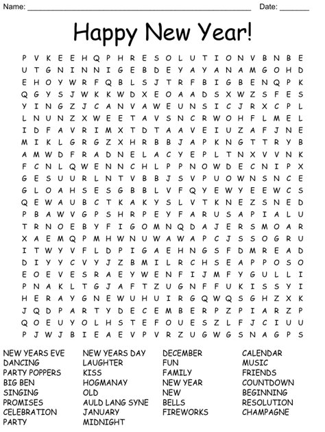 New Year Word Search, 100 Word Search, Easy Word Search, New Year Words, Scramble Words, Word Search Games, Family Music, Reading Comprehension Skills, Words To Use