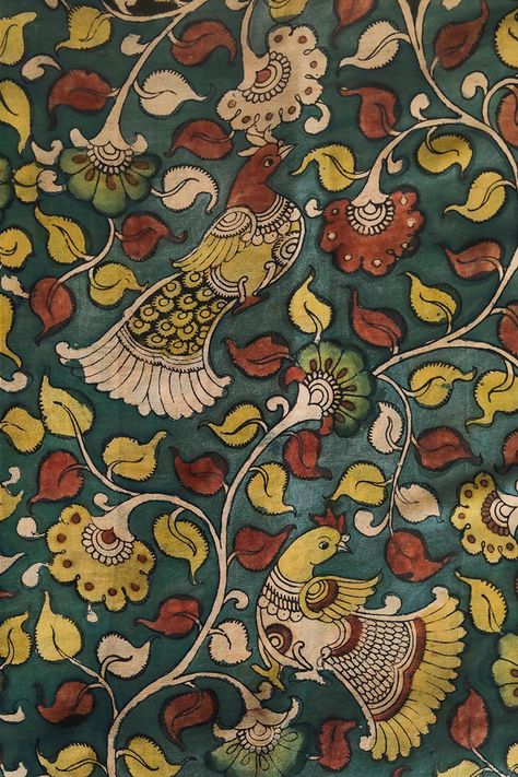 Old World Charm brought back with these Hand Painted Florals in colours that are as natural as bright ! Kalamkari Art Design, Kalamkari Painting Design, Kalam Kari, Kalamkari Prints, Kalamkari Art, 3d Relief Art, Kalamkari Fabric, Gond Painting, Painted Florals