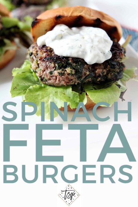 Greek Burgers, Feta Burgers, Summer Burger, Vege Burgers, Spinach Burgers, Summer Burgers, Greek Burger, Unique Burgers, Spinach Feta