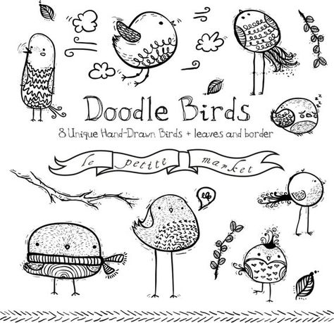 Birds Doodle, Bird Banner, Doodle Birds, Bird Clip Art, Doodle Google, Banner Doodle, Bird Doodle, Bird Clipart, Doodle Art Journals