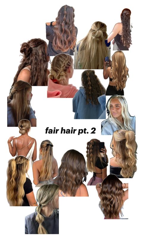 hair inspo for fair Fun Fair Hairstyles, Cute Hairstyles For Fair, Hairstyles For An Amusement Park, Ffa Hair Styles, Hair For The Fair, Country Hairstyles For Medium Hair, Hair Styles For The Fair, Outfit Ideas For Fair, Cute Hairstyles For The Fair