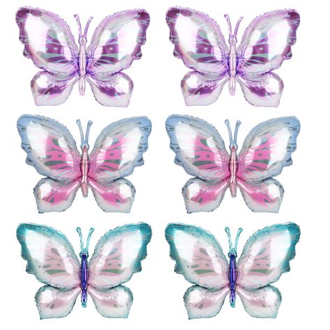 PRICES MAY VARY. Chic Butterfly Design：Our butterfly balloon is designed in the shape of a three-dimensional butterfly. Added purple pink and green gradient colors to the tin foil balloons to make our butterfly balloons look even more lifelike! Package Includes：You will get 6packs glitter butterfly balloons including two gradient purples butterfly balloons two gradient pinks butterfly balloons two gradient greens butterfly balloons. The balloons size is 31.5*23.6in, It is exquisite and unique an Purple Party Favors, Party Decorations Purple, Butterfly Themed Party, Balloons For Baby Shower, Butterfly Birthday Decorations, Butterfly Balloon, Butterfly Balloons, Balloons For Birthday, Butterfly Birthday Party