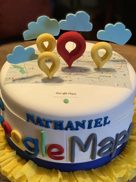 Google Maps Cake Map Birthday Cake, Map Cake, Baby First Birthday, Google Maps, First Birthdays, 1st Birthday, Party Ideas, Birthday Cake, Birthday Party