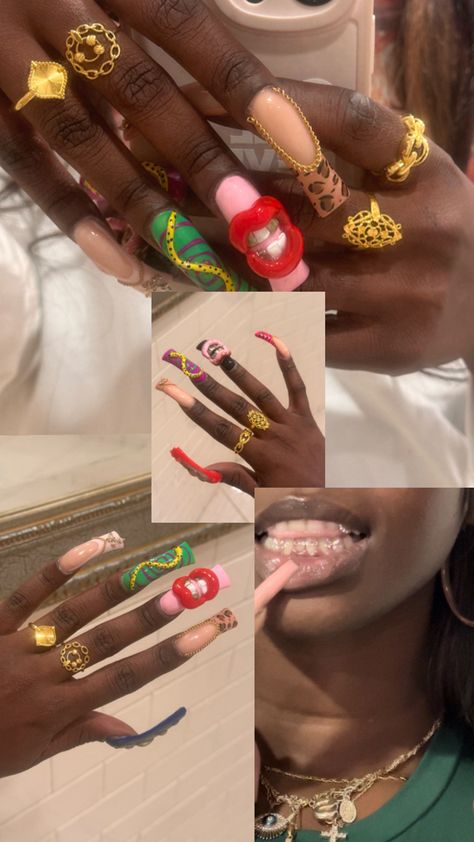 Crazy duck nails, freestyle nails, tooth gems Boondocks Nails, Duck Nails, Nails