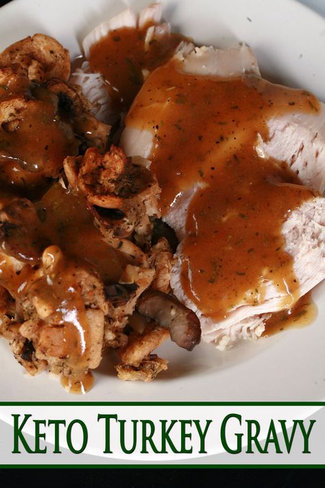 A plate of keto stuffing and turkey, covered in keto turkey gravy. Keto Turkey Gravy, Keto Gravy, Easy Brown Gravy, Keto Turkey, Keto Stuffing, Keto Salad Dressing, Turkey Gravy Recipe, Keto Thanksgiving, Thanksgiving 2022