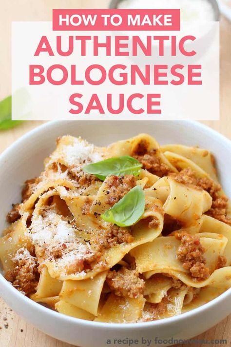 This rich authentic Bolognese Sauce is based on a registered Italian recipe for Ragù Bolognese. This meat-centric sauce is completely different from the bright red, tomato-based North American version of the sauce: it's creamy, aromatic, and surprisingly delicate in flavor. Tagliatelle Pasta Recipes, Authentic Bolognese Sauce, Authentic Bolognese, Bolognese Sauce Authentic, Best Bolognese Sauce, Tagliatelle Bolognese, Pasta Macaroni, Ragu Bolognese, Kitchen Italian