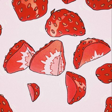 𝐌𝐢𝐥𝐤𝐩𝐞𝐚𝐜𝐡𝐮𝐮 𝐨𝐧 𝐈𝐧𝐬𝐭𝐚𝐠𝐫𝐚𝐦 Strawberry Drawing, Aesthetic Strawberry, Strawberry Art, Arte Do Kawaii, Red Aesthetic, 그림 그리기, Wall Collage, Aesthetic Art, Art Sketches