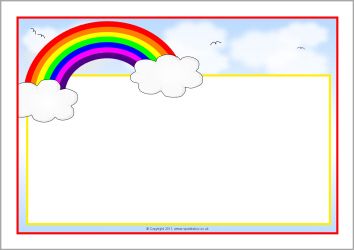 Rainbow-themed A4 page borders (SB7475) - SparkleBox Rainbow Border, Diy Birthday Banner, Rainbow Party Decorations, Scrapbook Frames, School Wall Art, Word Templates, Cute Frames, Page Borders, Rainbow Theme