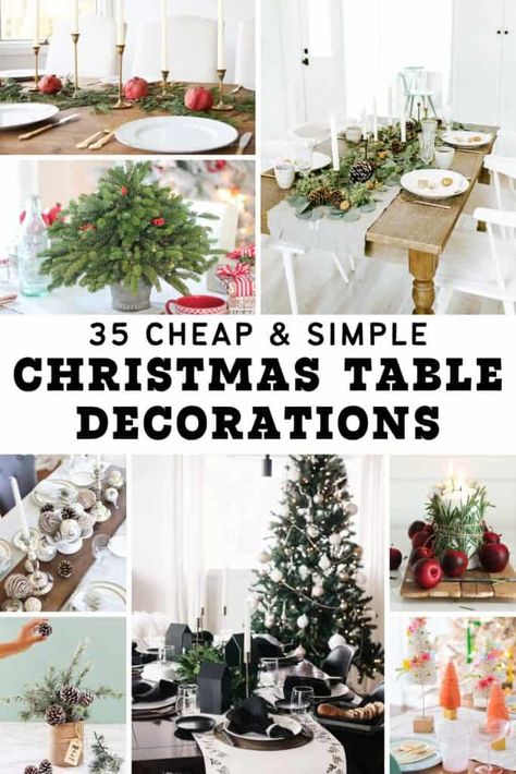 Simple Xmas Table Decor Centerpieces, Easy Cheap Christmas Table Decorations, Christmas Small Table Decorations, Easy Xmas Table Decorations, Budget Christmas Table Decor, Christmas Party Table Decorations Cheap, Simple Table Decorations For Christmas, Christmas Table Decor Ideas Simple, Easy Christmas Centerpieces Cheap