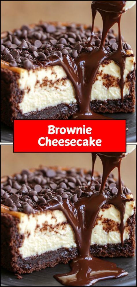 Brownie Bottom Cheesecake – Experience the best of both worlds with this decadent dessert that features a rich brownie base topped with a creamy cheesecake layer! Each bite delivers a perfect combination of fudgy chocolate and smooth creaminess, making it an irresistible treat for any occasion. Elevate your dessert game with this luscious creation! ✨❤️
#BrownieBottomCheesecake #DecadentDesserts #ChocolateLovers #CheesecakeHeaven #DessertGoals #FudgyGoodness #SweetIndulgence #TreatYourself Fudge Brownie Cheesecake, Brownie Bottom Cheesecake Recipe, Chocolate Brownie Cheesecake, Brownie Bottom Cheesecake, Chocolate Cheesecake Brownies, Awesome Desserts, Cheesecake Layer, Brownie Cheesecake, Cheesecake Brownies