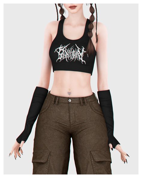 Skull Crop Top, Goth Crop Top, Cc Top, Cc Clothes, Sims Ideas, Sims 1, Sims4 Cc, Female Clothing, Sims 4 Cas