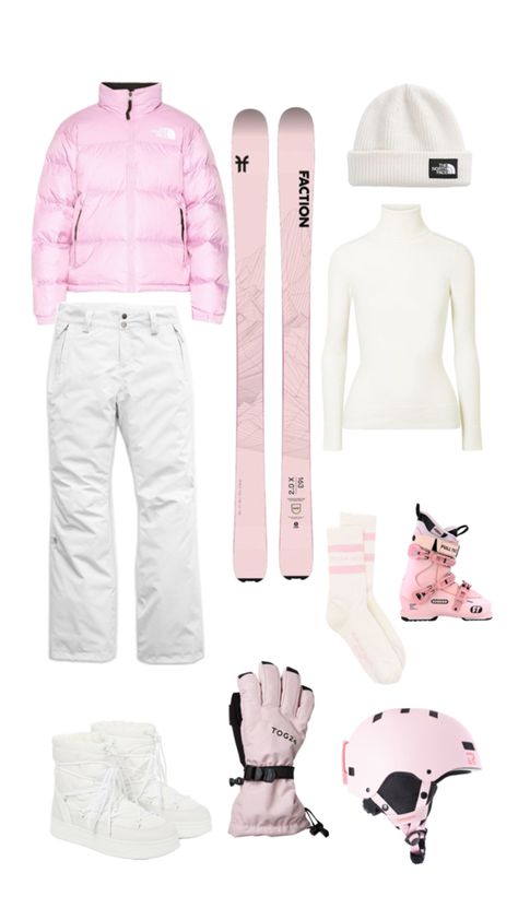 Pink Ski Outfit, Pink Snowboard, Ski Trip Essentials, Ski Fits, Ski Fit, Ski Trip Outfit, Ski Board, Girly Christmas Gifts, Snowboarding Trip