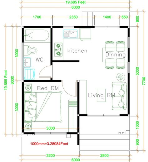 House Plans 6x6 With One Bedrooms Gable Roof - House Plans Wide House Plans, Cottage Roof, Layout Bedroom, Wide House, House Design 3d, Gable Roof House, Flat Bedroom, Small Cottage Designs, House Bungalow