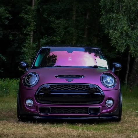 Modified Mini Cooper, Modded Mini Cooper, Mini Cooper Colors, Purple Mini Cooper, Mini Cooper Aesthetic, Mini Cooper Graphics, Mini Cooper Hardtop, Mini Cooper Sport, Camping 4x4