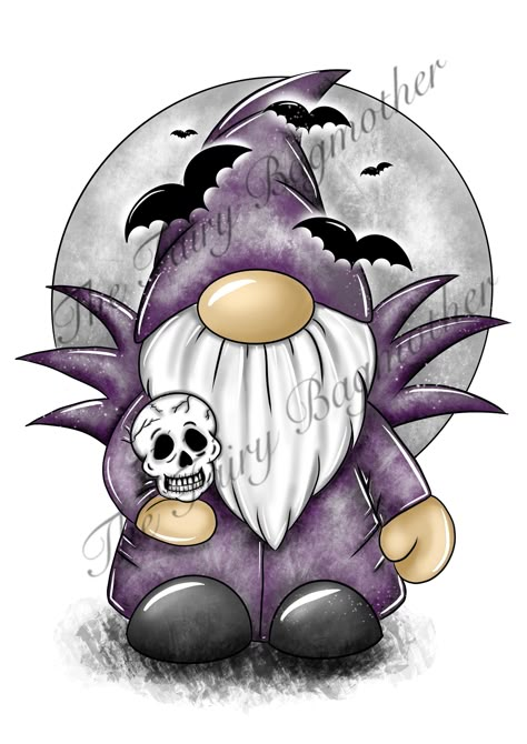 Cute Gothic Art, Gnome Tattoo Cute, Halloween Gnome Painting, Gothic Gnome, Gnome Tattoo, Gnome Art, Gnome Images, Gonk Gnome, Gnome Pictures