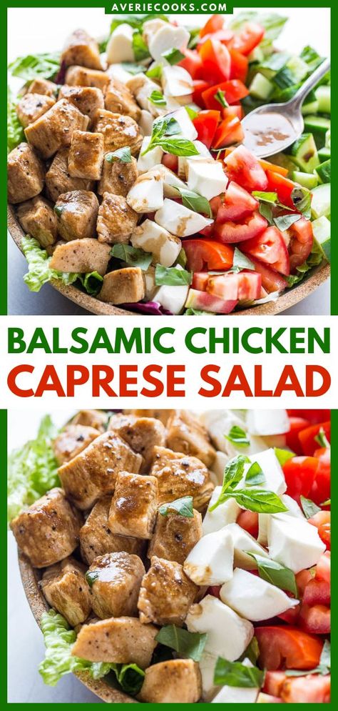 Balsamic Chicken Caprese Salad, spring food ideas, healthy salad recipes