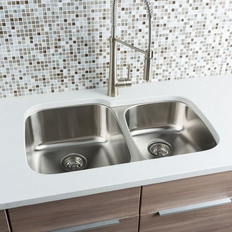 Classic Chef Series 32" x 20.63" 60/40 Double Bowl Kitchen Sink Copper Sink Care, Stainless Steel Utility Sink, Double Bowl Undermount Kitchen Sink, Large Kitchen Sinks, Refinish Kitchen Cabinets, Kitchen Size, Double Bowl Kitchen Sink, Bowl Kitchen Sink, Double Bowl Sink