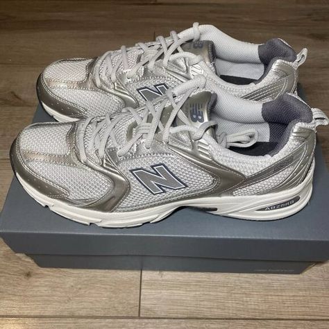 New Balance 530 Low Grey Matter Silver New Balance Mr530, Grey Matter, Shoes New Balance, Gray Matters, White Sneakers Women, Silver Shop, New Balance Shoes, White Sneakers, Shoe Box