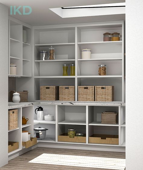 Ikea Kitchen Pantry, Diy Pantry Cabinet, Ikea Kitchen Storage, Pantry Designs, Diy Pantry Shelves, Kitchen Pantries, Ikea Pantry, Pantry Closet Design, Billy Ikea