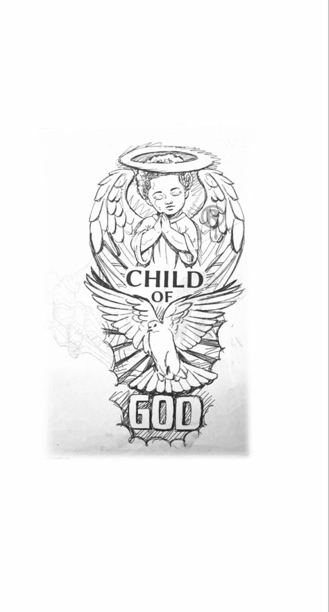 Child Of God Tattoo, God Tattoo, Stencil Outline, Male Angel, God Tattoos, Religious Tattoos, Leg Tattoo Men, Tattoo Stencil Outline, Arm Sleeve Tattoos