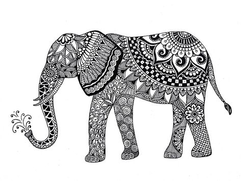 Elephant Zentangle Indian Elephant Drawing, Indian Elephant Art, Zentangle Elephant, Indian Drawing, Elephant Mandala, Elephant Silhouette, Elephant Coloring Page, Mandala Elephant, Pyrography Patterns