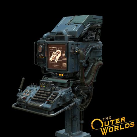 ArtStation - The Outer Worlds: Hardsurface design, Tor Frick Cassette Futurism, The Outer Worlds, Concept Model, Freelance Work, Prop Design, Futuristic Technology, Hard Surface, Warhammer 40k, Design Style