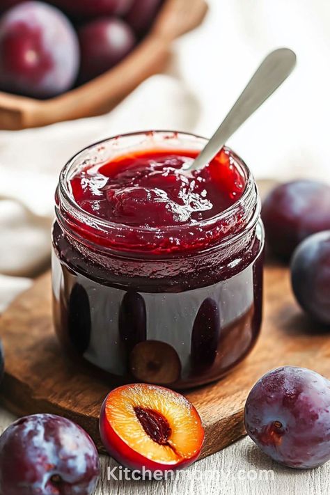 Easy Plum Jam Recipe Homemade and Delicious Plum Chutney Recipes, Canning Plums, Plum Jam Recipe, Plum Chutney, Plum Jam Recipes, Jam Recipes Homemade, Plum Jam, Jam Recipe, Chutney Recipes