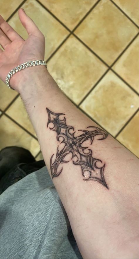 Healing Sign Tattoo, Metal Style Tattoo, Grunge Sleeve Tattoo, Cross Hand Tattoo Men, Goth Tattoos Men, Emo Chest Tattoo, Gothic Tattoo Ideas For Men, Edgy Tattoos For Men, Gender Tattoo