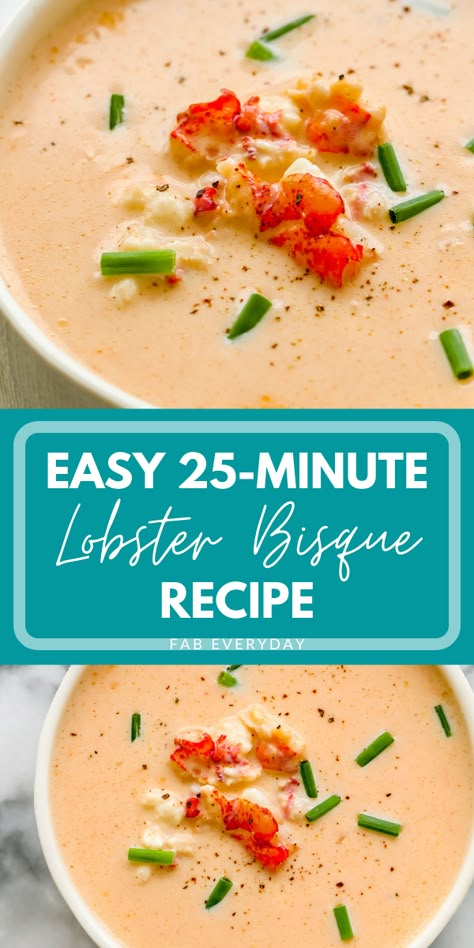 Easy Lobster Bisque, Dump Soup, Crab Bisque Recipe, Lobster Soup, Lobster Bisque Recipe, Bisque Soup Recipes, Lobster Bisque Soup, Bisque Soup, Seafood Bisque