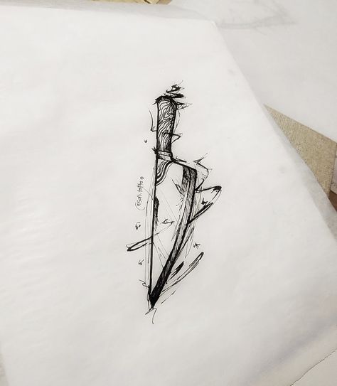 Knife Sketch, Sketch Style Tattoo, Culinary Tattoos, Chef Tattoo, Sketch Style Tattoos, Food Tattoos, Knife Tattoo, Wrist Tattoos For Guys, Tattoo Inspiration Men