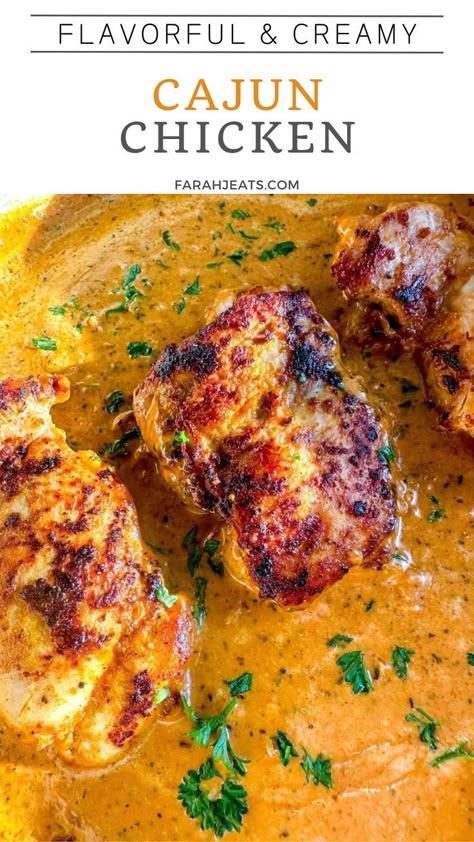 3 pieces of flavorful cajun chicken in a creamy sauce. Cajun Dinner, Easy Delicious Chicken Recipes, Chinese Lemon Chicken, Creamy Cajun Shrimp Pasta, Creamy Cajun Chicken, Cajun Chicken Recipes, Cajun Spice, Zesty Sauce, Cajun Dishes