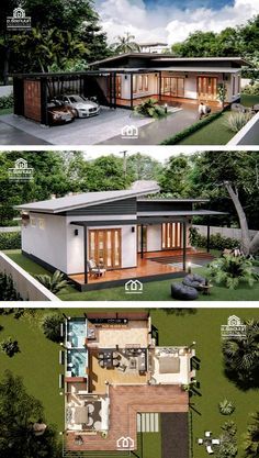 Single Storey House, Budget Farmhouse, Villa Design Architecture, Shop Barndominium, Villa Style, Free House Plans, Small Modern Home, Modern Bungalow House, House Plan Gallery