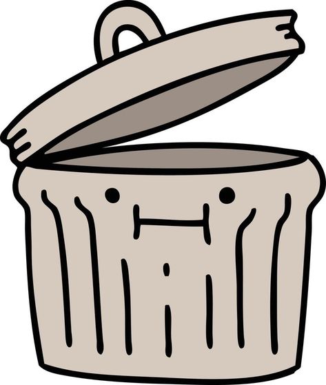 cartoon of a metal garbage can Garbage Drawing, Vector Shapes, Garbage Can, Drawing Easy, A Metal, Easy Drawings, Vector Free, Canning, Square