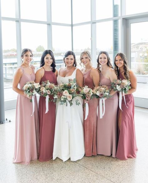 Dusty Rose Mixed Bridesmaid Dresses, Mismatched Rose Bridesmaid Dresses, Dusty Rose Bridesmaid Dresses Mismatched, Dusty Rose Wedding Bridesmaid Dress, Pink Mix Matched Bridesmaid Dresses, Bridesmaid Dusty Rose Dresses, Azazie Color Palette, Azazie Bridesmaid Dresses Dusty Rose, Bridesmaids Different Dresses Mix Match