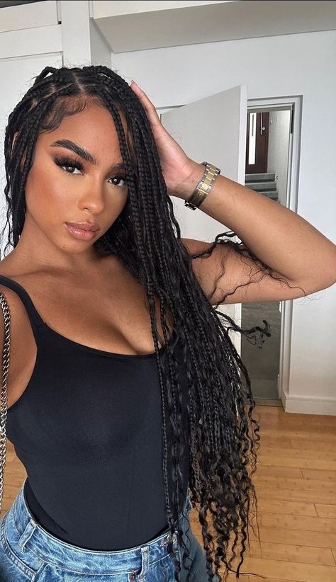 Chic Braids For Black Women, Vacation Hair Braids, Braids Hispanic Women, Goodest Braids Hairstyles, Box Braids On Latinas, Braids For Long Hair Black Women, Large Goddess Knotless Braids, Black Long Hair Styles, Braids For Latinas