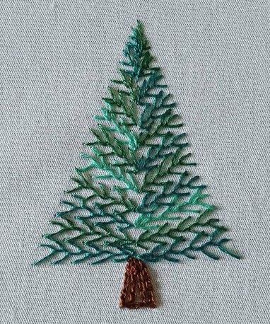 fir tree embroidery - feather stitch Fir Tree Embroidery, Feather Stitch Embroidery Design Flower, Feather Embroidery Design Patterns, Feather Stitch Embroidery Motifs, Fishbone Stitch Embroidery Design, Feather Stitch Design, Feather Stitch Embroidery Design, Feather Stitch Embroidery, Feather Embroidery Design