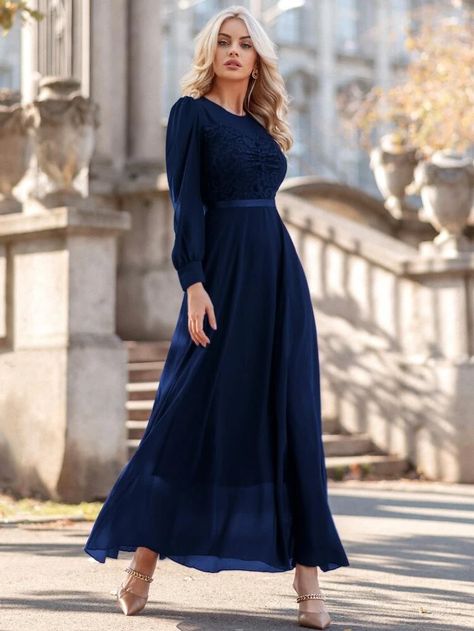 Dark Blue Long Sleeve Dress Casual, Dark Blue Bridesmaid Dresses Long Sleeve, Navy Blue Long Dress With Sleeves, Navy Blue Bridesmaid Dresses Long Sleeve, Dark Blue Dress Long Sleeve, Modest Navy Dress, Dark Blue Dress Formal Long Sleeve, Navy Blue Formal Dress Long Sleeve, Dark Blue Long Dress