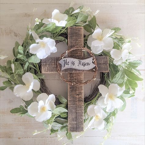 Shop | RoundWreath Artificial Décor Gods Creation Crafts, Magnolia Flower Arrangement, Easter Wreath Cross, White Magnolia Flower, Artificial Magnolia, Easter Present, Religious Wreath, Decorate A Room, Lamb's Ear