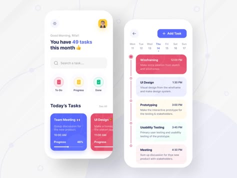 Task Management App UI Design | To-do list | Task | Schedule by Rifat Sarkar for Rinex on Dribbble To Do List Web Design, To Do List App Design, List Ui Design Mobile, Schedule App Design, Best To Do List App, Task Management Ui, List Template Design, List Ui Design, App Ui Design Inspiration