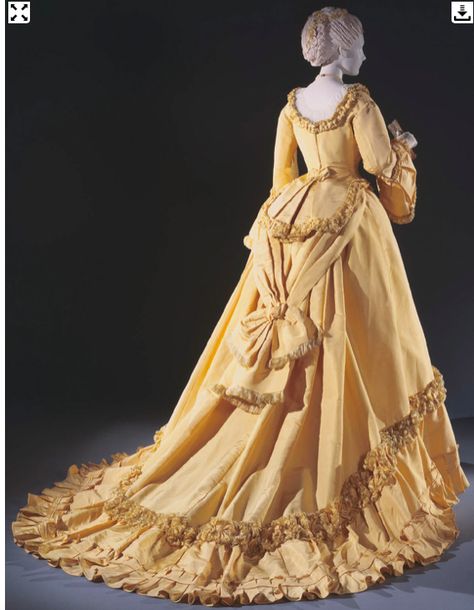 1868  A gown that is full with back fullness and a bow tied in the back. the sleeves are flared.  Philadelphia Museum of Art Princess Clothes, Куклы American Girl, Dress Bodice, 1800s Fashion, Bustle Dress, 19th Century Fashion, Philadelphia Museum Of Art, Old Dresses, Victorian Clothing