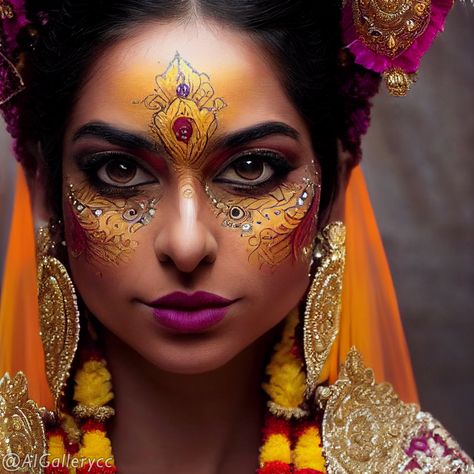 OUT NOW: See link in bio for my first book "Face and Body Art Ideas for Brides: Ideas by AI" Here is a series of #faceart ideas for #Indian brides. Indian fashion is so colorful already, that colorful #facepainting just seems to go well with it. I wonder if this could become a trend in #indianweddings. These #AIart images were generated with the #midjourney AI engine. #makeup #makeupartist #facepaint #indianwedding #indianbride #indianfashion #indianmakeup #indianmakeupsociety Brides Indian, Carnival Makeup, Avant Garde Makeup, Indian Goddess, Indian Brides, Indian Makeup, Indian Prints, Face Painting Designs, Painting Designs