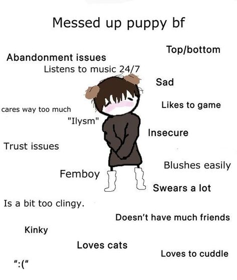 Puppyboy Oc Art, Puppy Bf Type, Puppy Boy Pfp, Types Of Bf, Puppy Space, Brandon King, God Of Fury, Short King, Puppy Boy