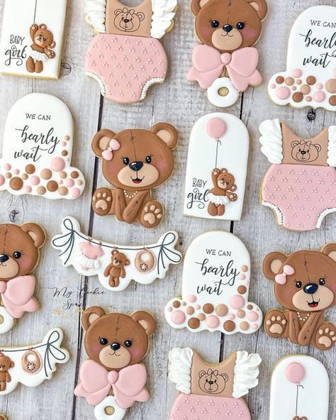 Teddy Bear Shower Cookies, Teddy Bear Cookies Baby Shower Girl, We Can Bearly Wait Cookies Decorated, Teddy Bear Cookies Decorated, We Can Bearly Wait Cookies, Bear Cookies Decorated, Teddy Bear Baby Shower Cookies, Teddy Cookies, Bear Baby Shower Cookies