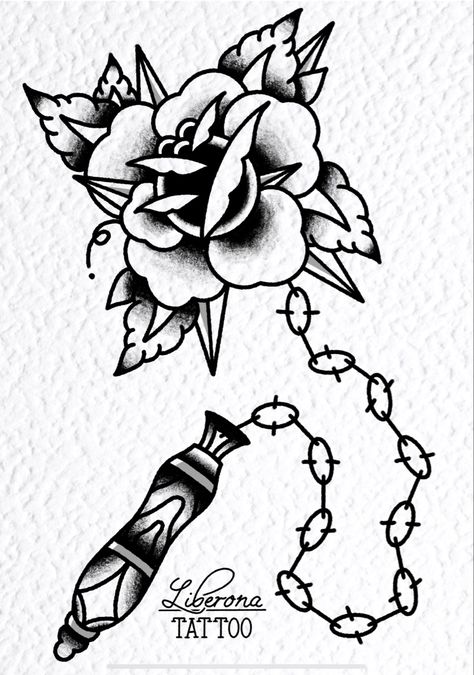 Liberona Tattoo, American Traditional Small Tattoo, Mace Tattoo Design, Traditional Tattoo Lettering, Black Traditional Tattoo Flash, Easter Tattoo, Mace Tattoo, Traditional Tattoo Black And Grey, American Traditional Rose