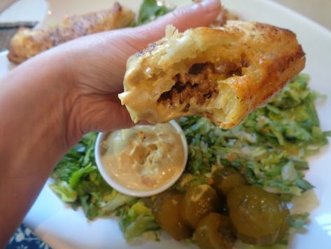 Stirring the Pot: How Sweet Eat's Cheeseburger Puff Pastry Pockets {A Real Family Favorite}! Cheeseburger Puff Pastry, Inside Fridge, Puff Pastry Pockets, Pickle Seasoning, Full Meals, Baked Macaroni, Pepperidge Farm, I'm Grateful, Real Family