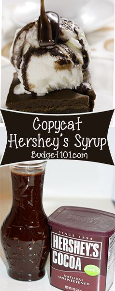 Copycat Hershey's Chocolate Syrup | Copycat Recipes | Clone Recipes Hershey Recipes, Chocolate Syrup Recipes, Homemade Chocolate Syrup, Clone Recipe, Hershey Syrup, 4 Ingredient Recipes, Hershey's Chocolate, Homemade Syrup, Baking Cocoa