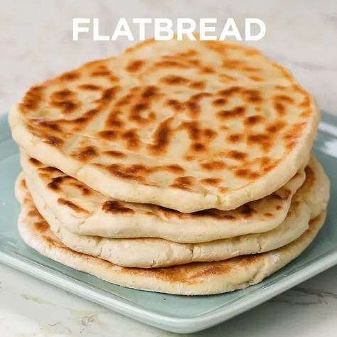 4-Ingredient Gluten-Free Dough Flatbread Recipe by Tasty Soy Dairy Free Recipes, Indian Naan Bread Recipe, Gluten Free Flatbread Recipe, Homemade Flatbread Recipes, Yogurt Flatbread, Indian Naan, Naan Bread Recipe, Gluten Free Flatbread, Gluten Free Dough