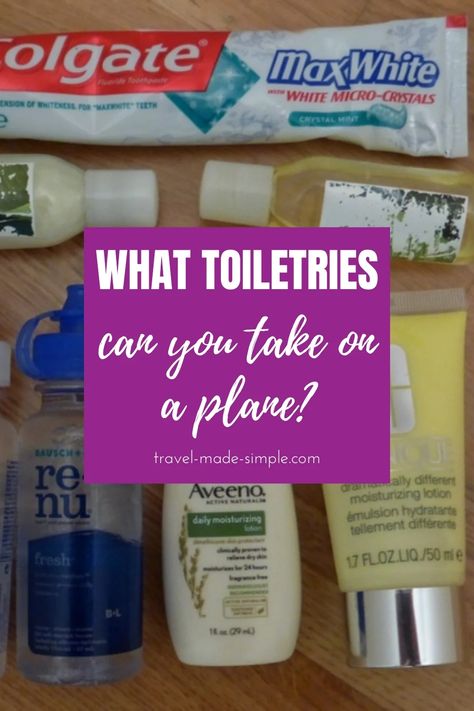 Packing for a flight can be stressful with all the rules about liquids. Here are all the answers to what toiletries can you take on a plane. Carry On Toiletries List, What Can You Take On A Plane, What To Take On A Plane, What Toiletries To Pack Travel, How To Pack Toiletries In A Carry On, Tips For Airplane Travel, Carry On List Airplane, Plane Toiletries, Toiletries List