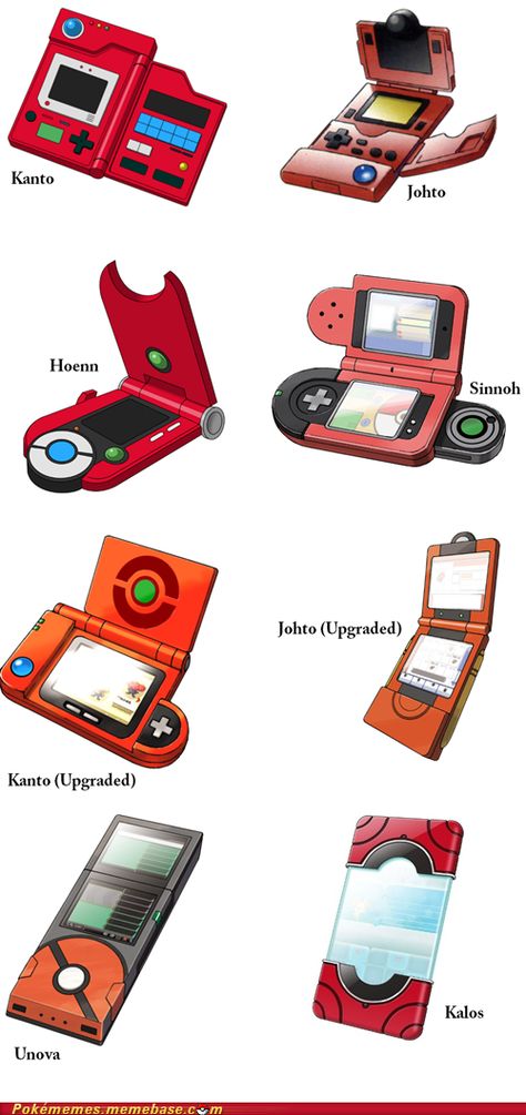 Its interesting how even in the world of Pokemon  technology gets better and better Pokedex Design, Gijinka Pokemon, Mega Pokemon, Gameboy Color, Pokemon Pins, Pokemon Pokedex, Pokemon Pokemon, Pokémon Master, Pokemon Memes